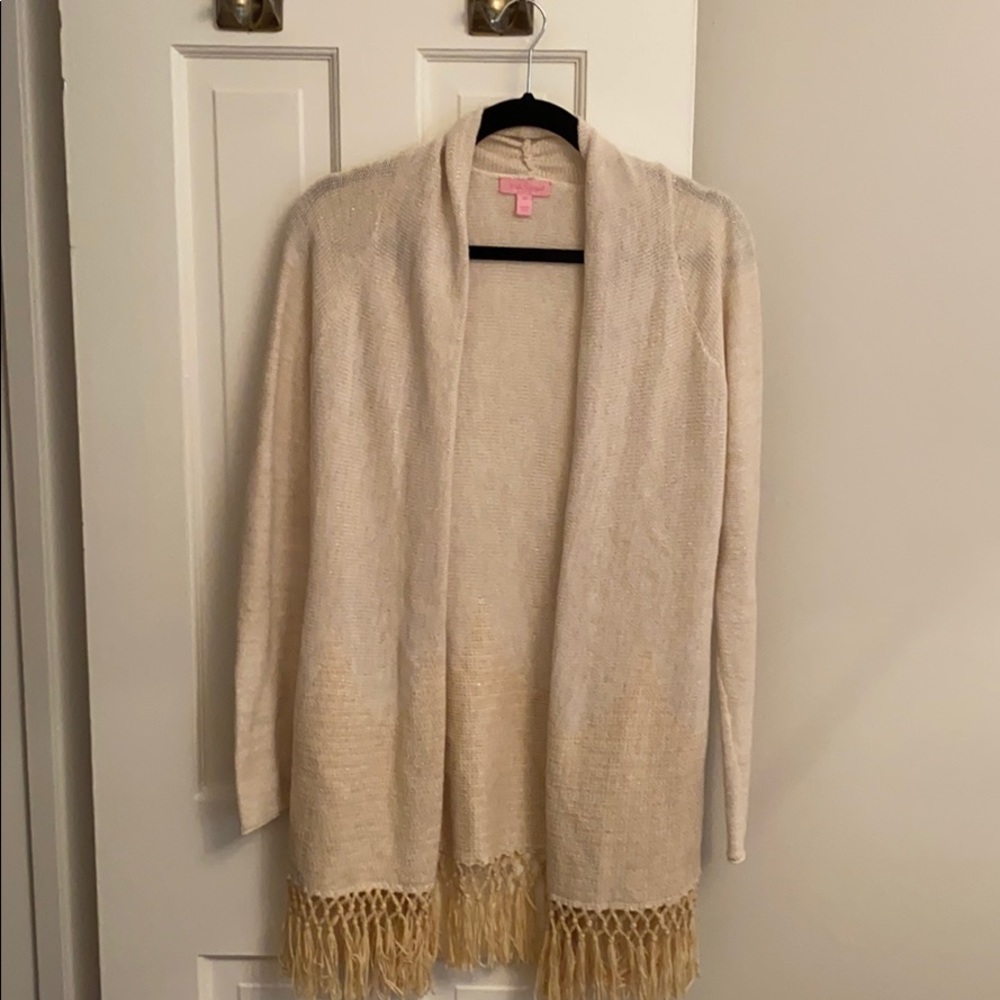 Gold Lilly Pulitzer Tasseled Cardigan